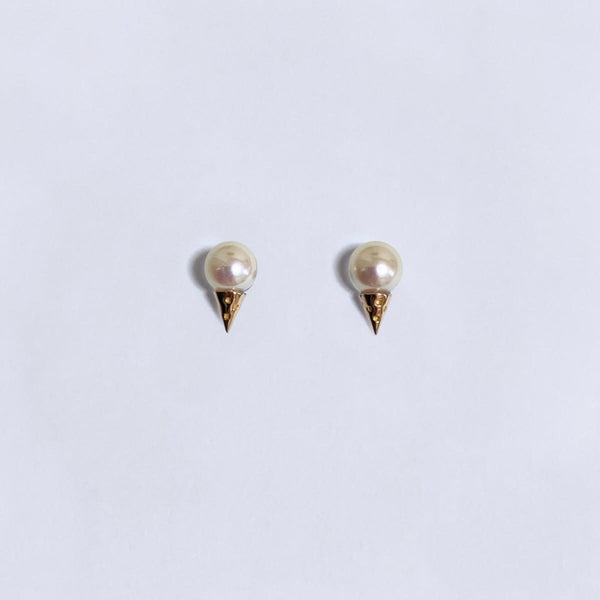 Pearl pierced earring -Ice cream Vanilla-